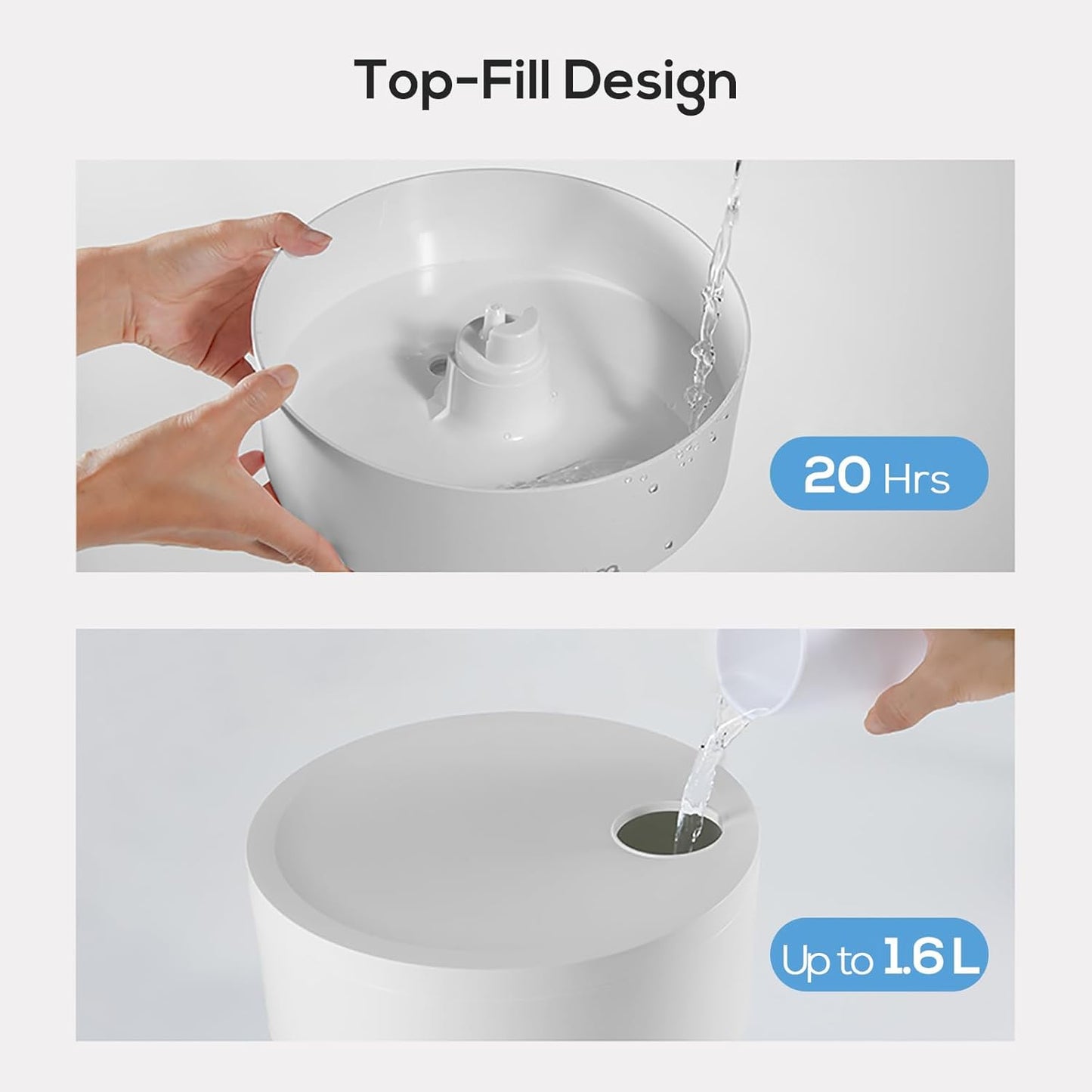 Humidifiers Easy to Clean,Essential Oil Diffuser, Colorful Light,Ultrasonic Top Fill Cool Mist Humidifiers for Bedroom Baby Plants,Ultra Quiet,Last up to 20 Hrs,1.6L,Levoair