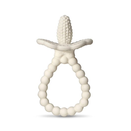 RaZbaby RaZberry Plus Baby Teether – Easy-to-Hold Toy for Front & Back Teething Relief, BerryBumps Texture for Sensory Development, Soothes Sore Gums, BPA-Free, Great Gift for Babies 3M+ – White