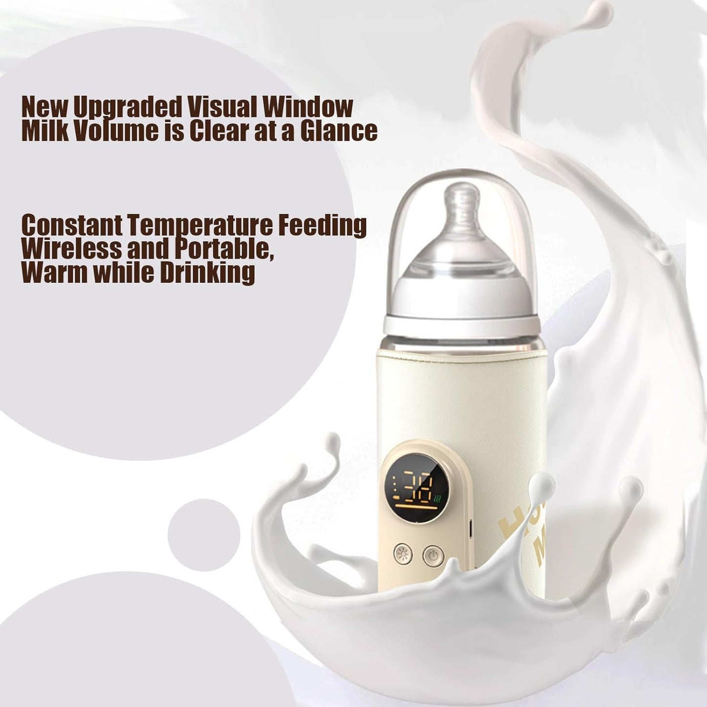 Portable Bottle Warmer for Travel, 10000mAh Battery-Powered, Fast-Heating & Long-Lasting Warming UP to 10H, Waterless Milk Warming for Comfortable Baby Feeding On The Go (6000mAh)