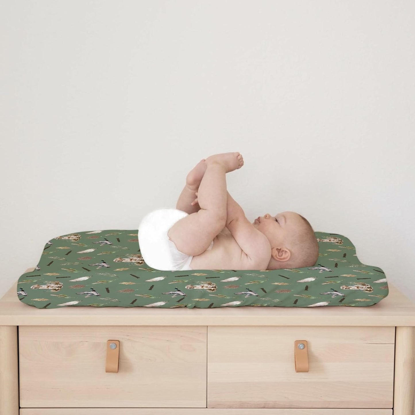 Wild Duck Hunting Hunter Baby Changing Pad Cover Sheets for Boy Girl 32''x16'' Mallard Duck Reeds Feathers Unisex Fitted Changing Table Sheets Wild Animal Soft Breathable Baby Change Table Mats