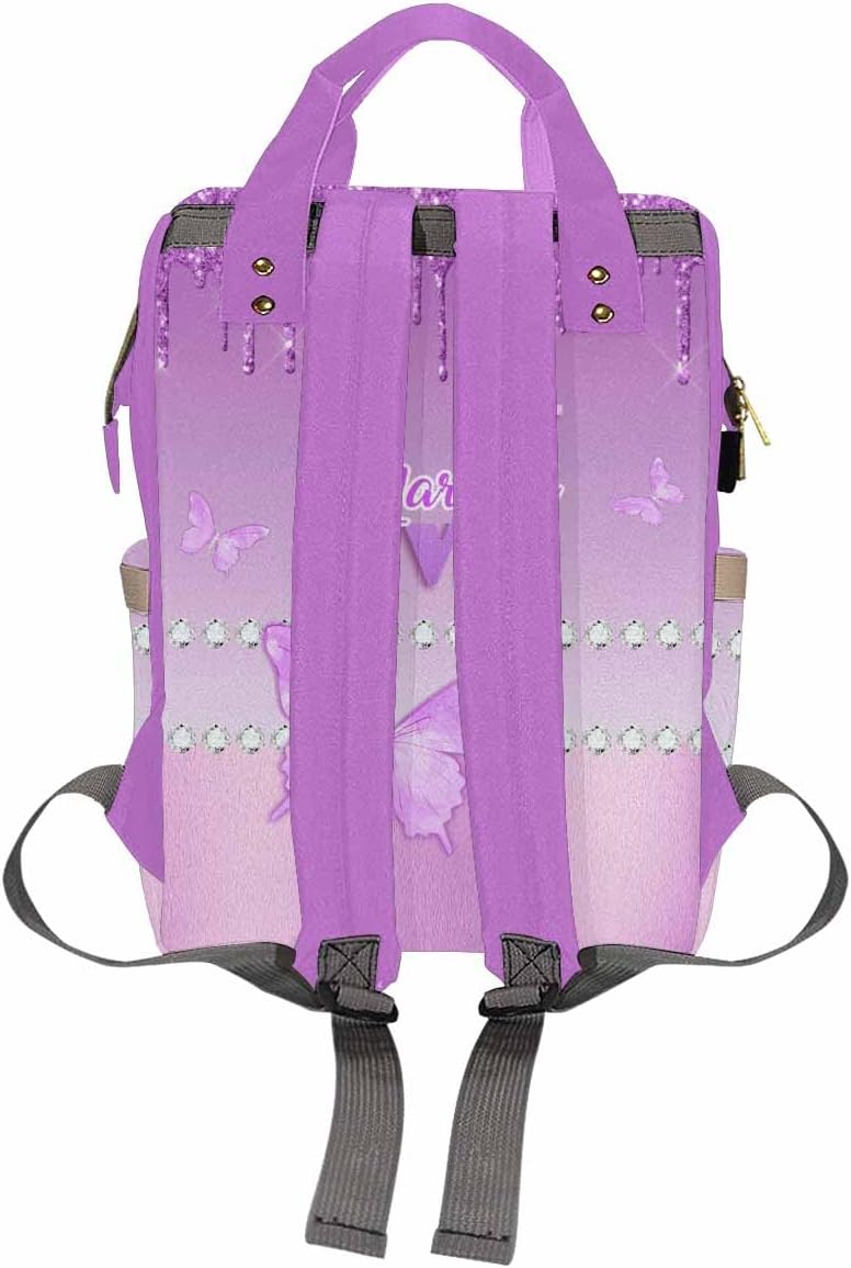 Custom Diaper Bag with Name Customize Name Backpack for Holiday Travel For Outdoor Shopping Daycare Bag African Men Mother's Day Gift, Colorful Butterfly