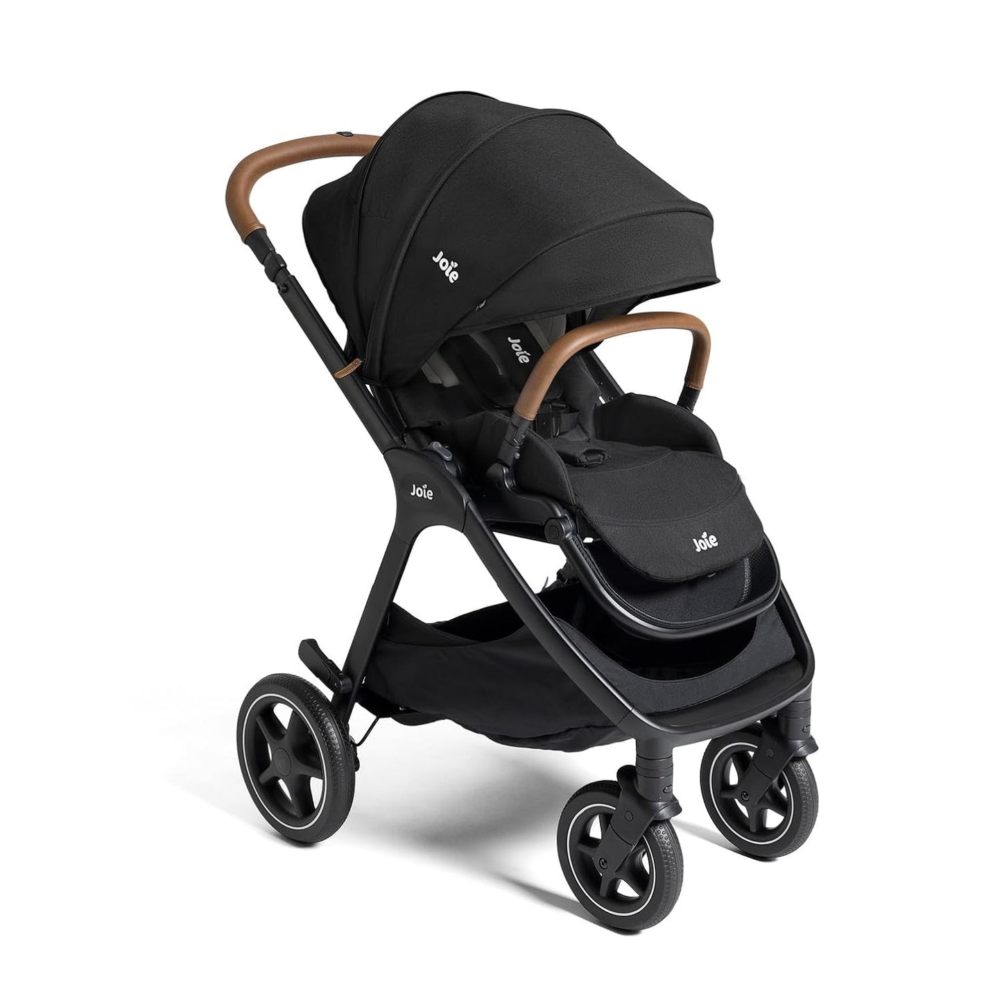 Joie, Kava and Rue Travel System - 3-in-1 Stroller, Lightweight Infant Car Seat & Anti-Rebound Base, All-Wheel Suspension, Reversible Seat (Shale)