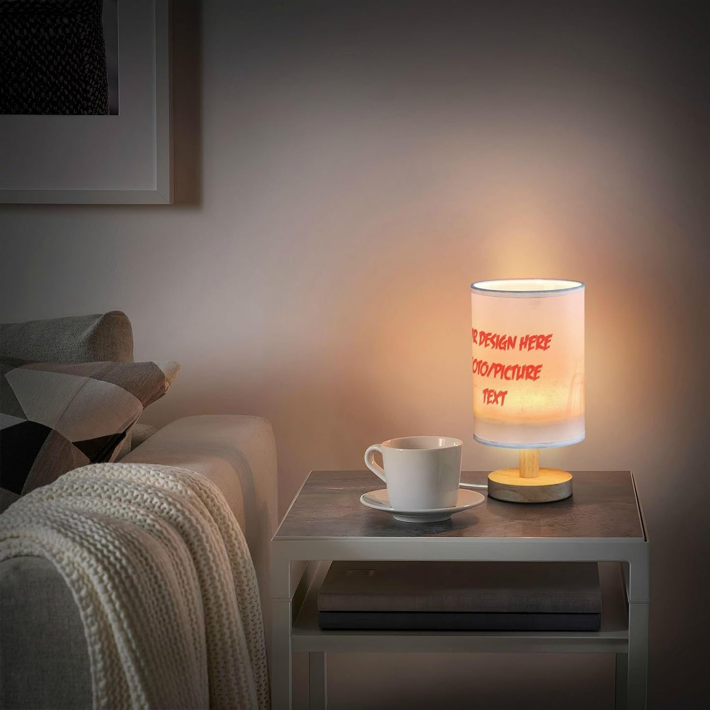 Dussdil Custom Name Photo Table Lamp Customize Bedroom Bedside Night Desk Lamps Cylinder Nightstand Sleeping Light Lamp for Party Living Room Office Decor