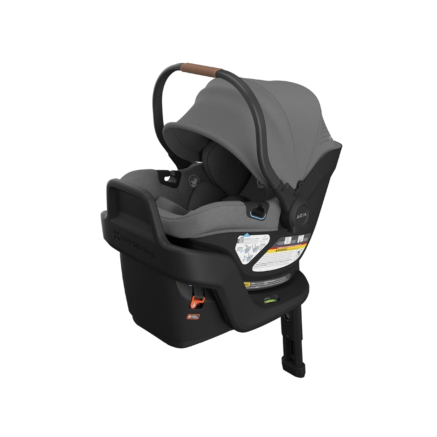 UPPAbaby Aria V2 Lightweight Infant Car Seat - Just Under 6 lbs - Base with Load Leg + Infant Insert + All-Weather FootCover Included - Direct Stroller Attachment - Greyson (Charcoal Mélange)