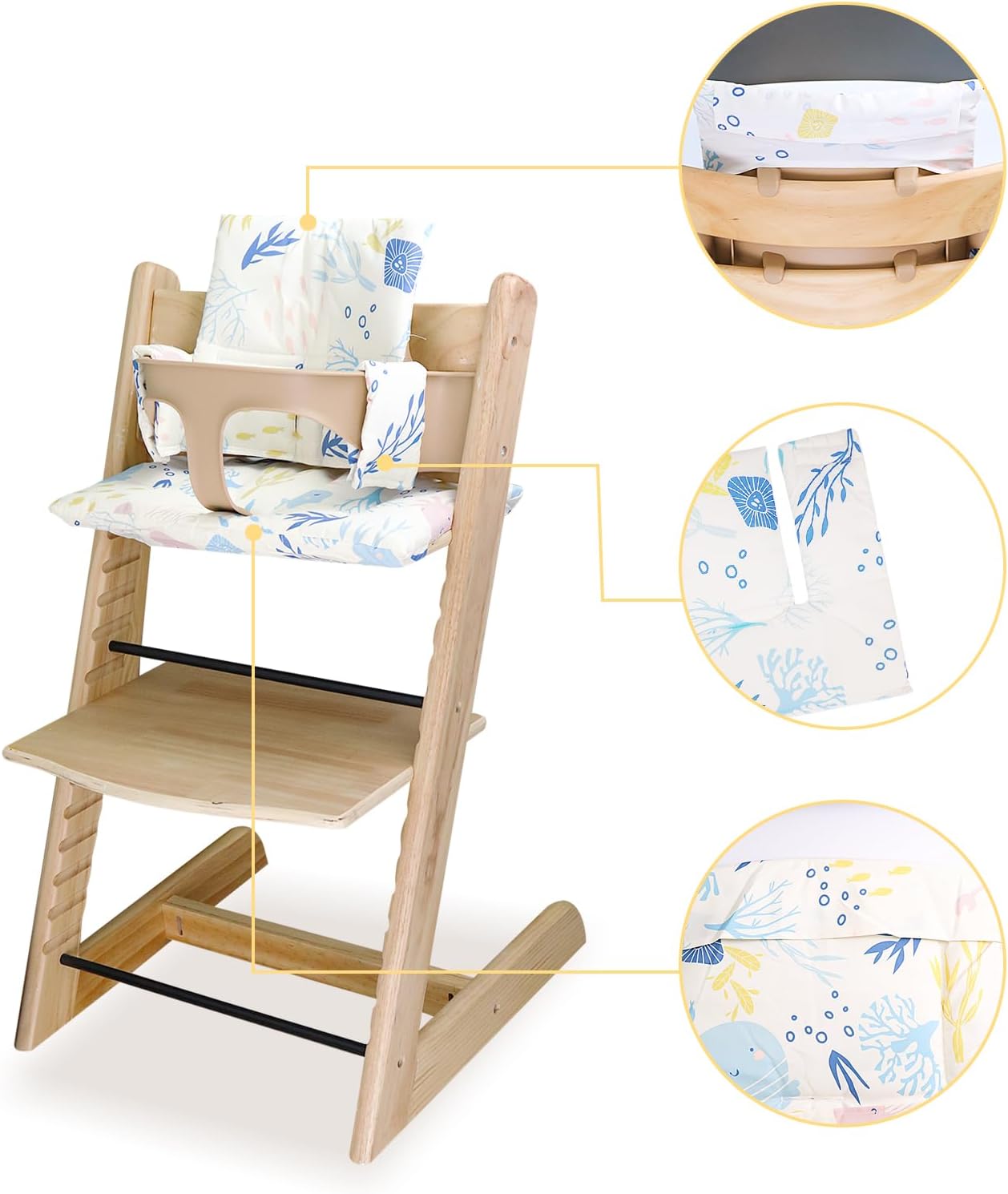 For Tripp Trapp High Chair Cushion, Soft And Comfortable For Tripp Trapp High Chair Cushion, For Tripp Trapp Cushion Set Makes It Safer And More Comfortable For Baby To Sit On (Marine animal patterns)