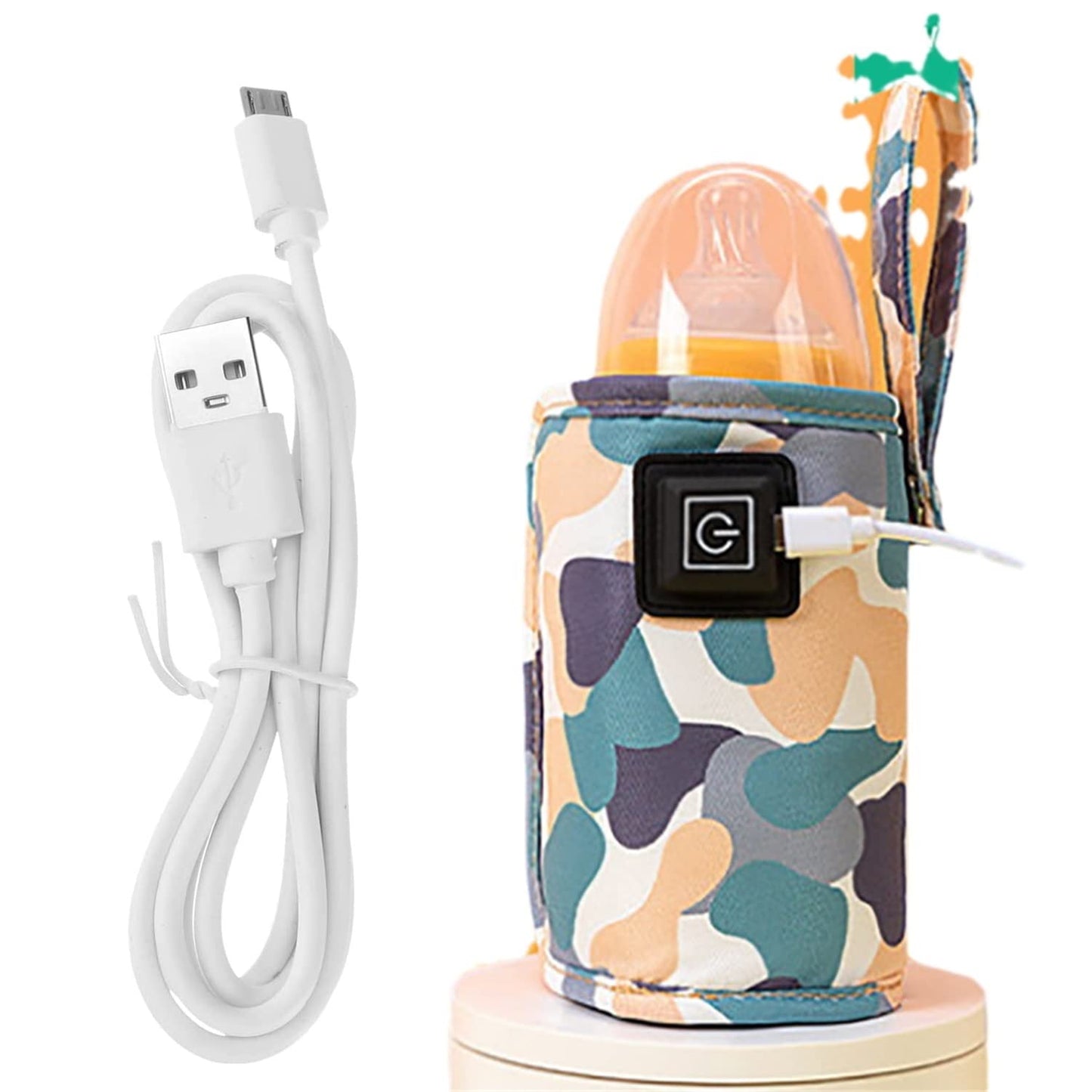 USB Milk Warmer Bag - 2023 New Fast Bottle Warmer for Travel, Portable Car Bottle Warmer for Travel, on The Go Bottle Warmer with USB Cables, Gentle Warmth Maintain Perfect Temperature (White)