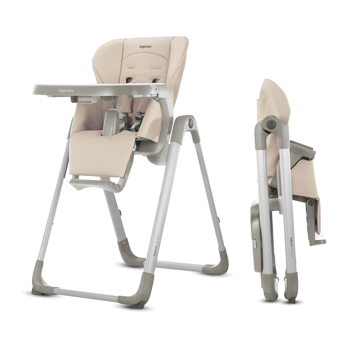 Inglesina My time Highchair, Butter - Adjustable High Chair for Babies & Toddlers, 4 Height & 3 Recline Settings, Collapsible, Tool-Free Assembly, BPA Free, Removable Tray for Easy Cleaning