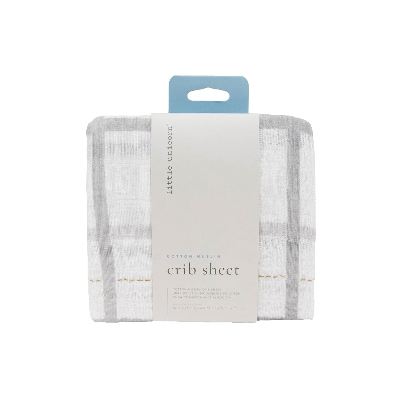 Little Unicorn Premium Crib Sheet | Breathable & Super-Soft Muslin Fabric (Grey Plaid)