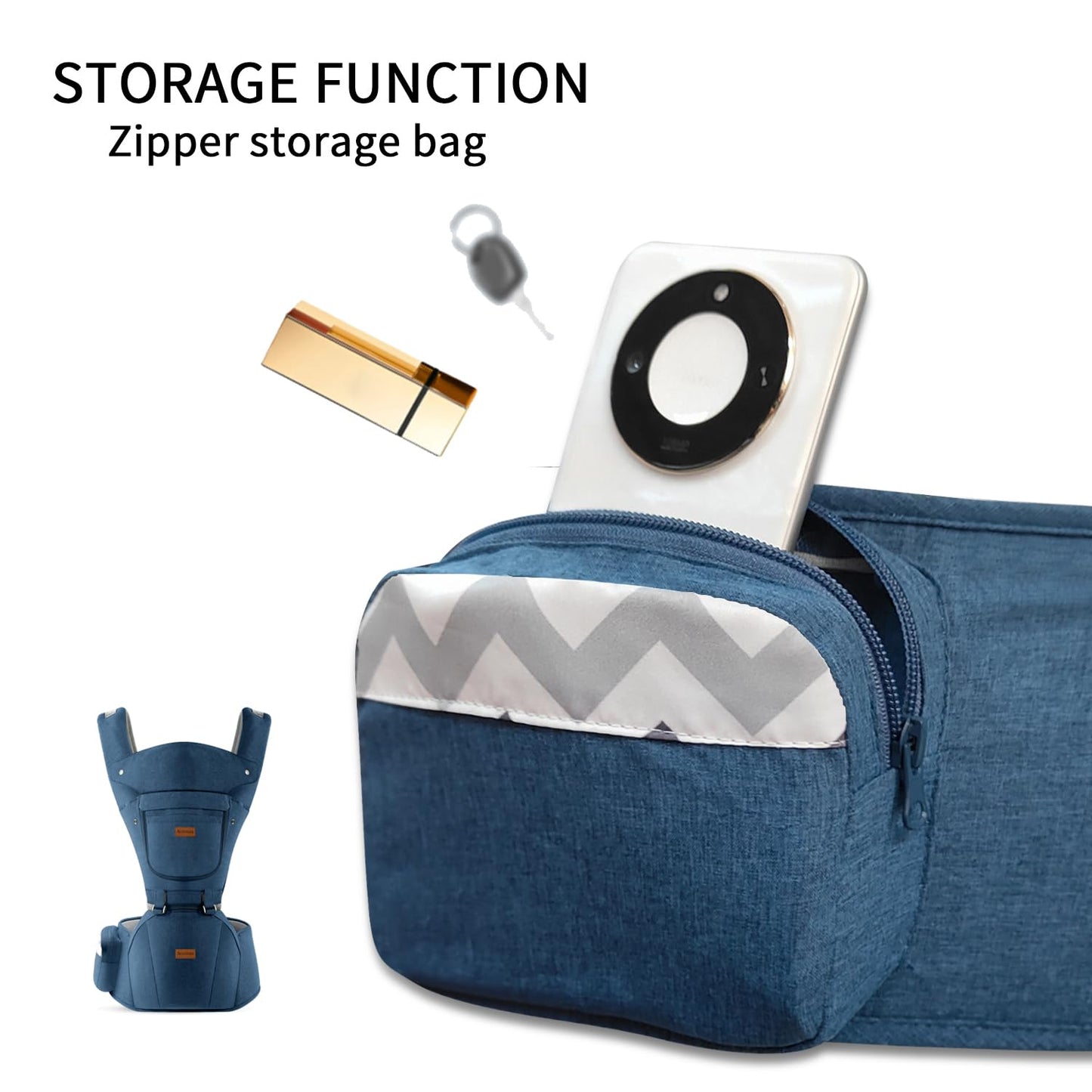 Baby Carrier with Hip Seat, Baby Carrier Newborn to Toddler, 6-in-1 Ways to Carry, All Seasons, Adjustable Baby Holder Carrier for Breastfeeding(Dark Blue)