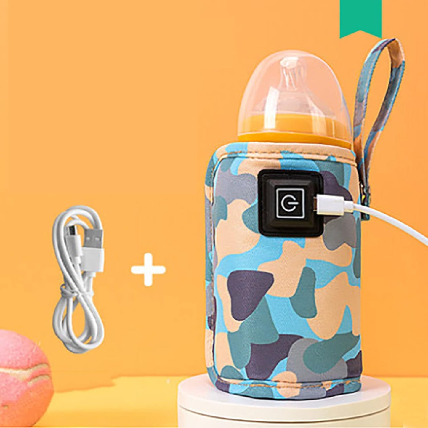 USB Milk Bottle Warmer Bag Size Temperature Adjustable Portable Feeding Bottle Warmer 5V 2A (Blue)