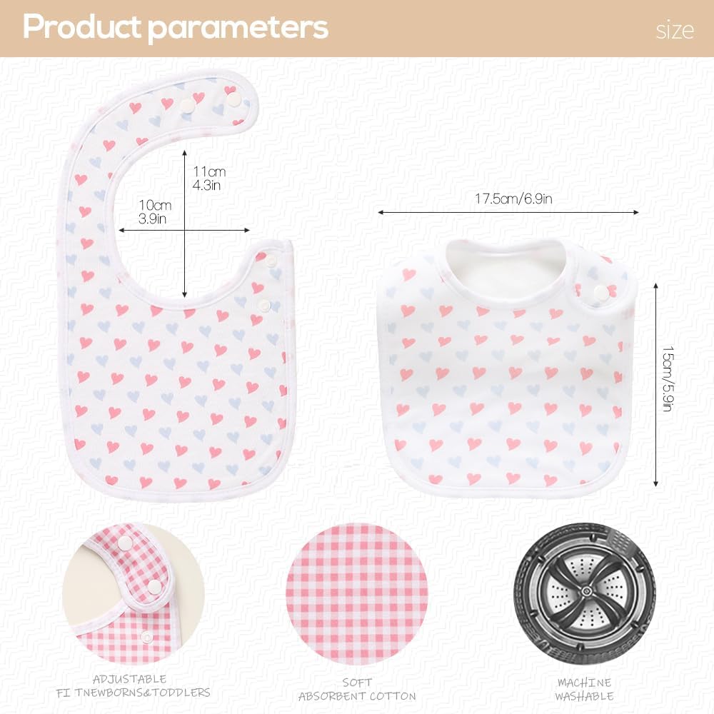 8 Pack Baby Bibs Unisex Adjustable with Snaps Ultra Soft Absorbent Drooling Teething for Boys and Girls