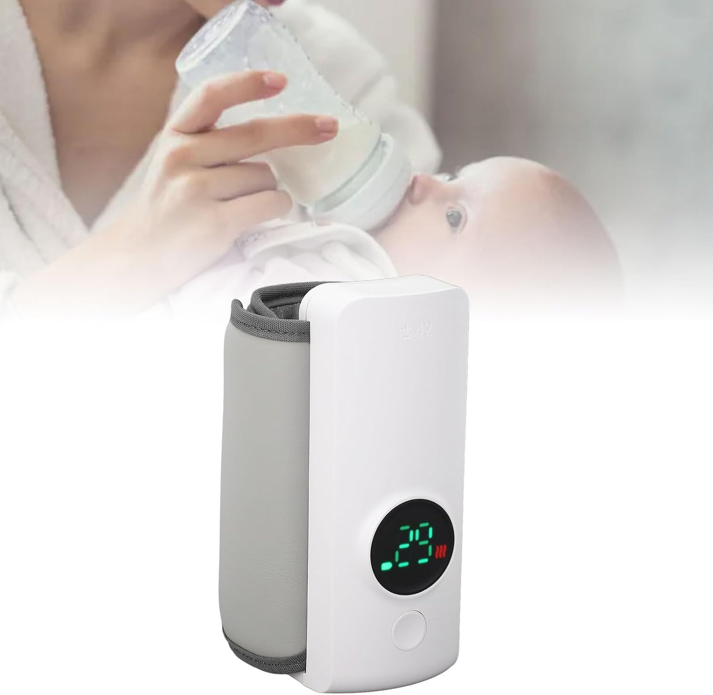 Portable Bottle Warmer, Bottle Heating Sleeve for Breastmilk or Baby Formula, Fast Baby Bottle Warmer with 6000mAh Battery, Battery Powered