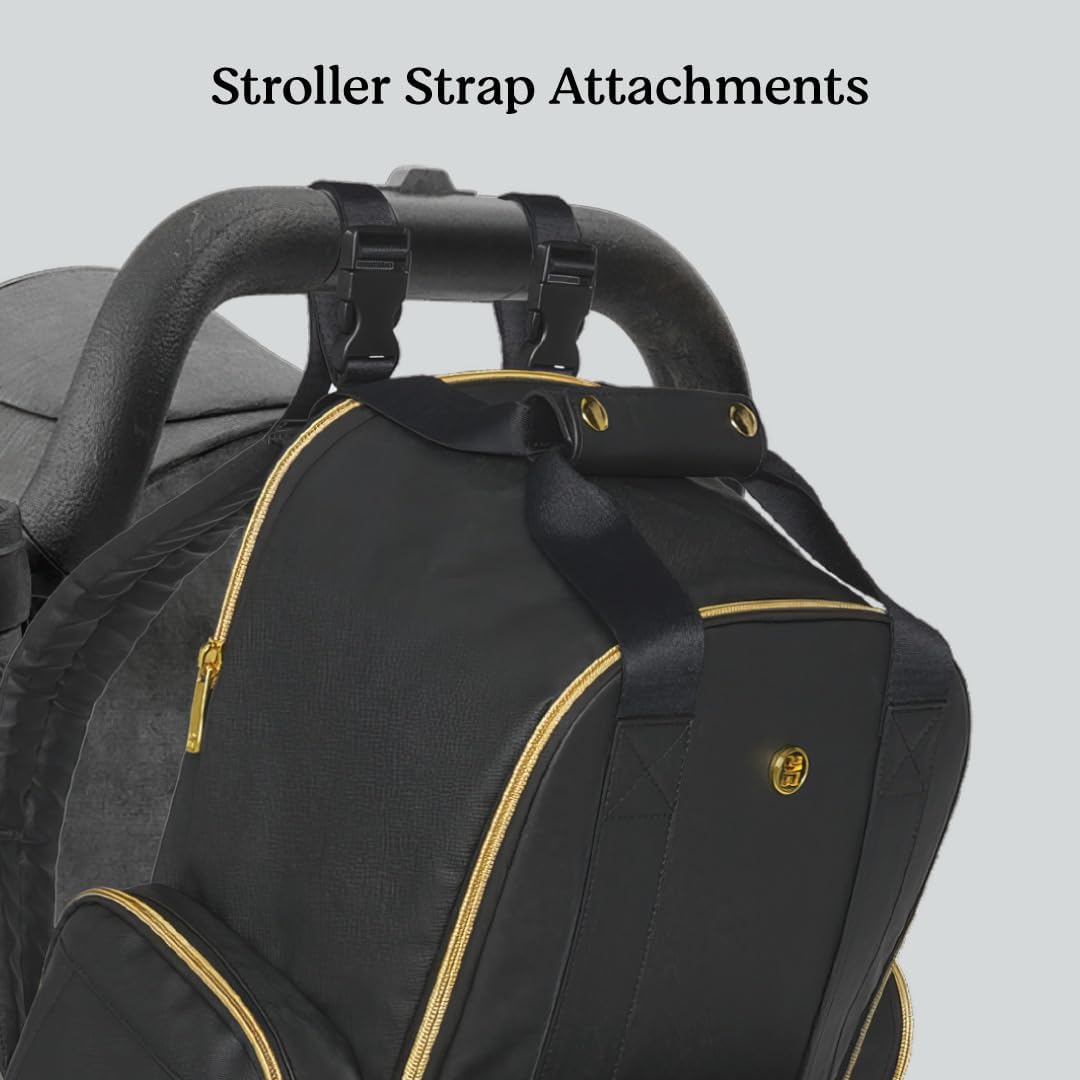 HUGGIES Signature Hug Pack Diaper Backpack, Black Leather, One Size