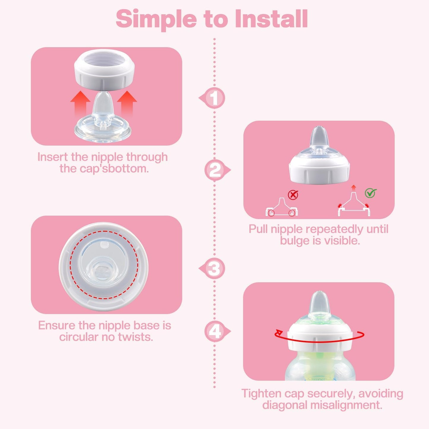 Sippy Nipple Compatible with Dr. Brown's Wide-Neck Baby Bottles & Sippy Spout Bottles