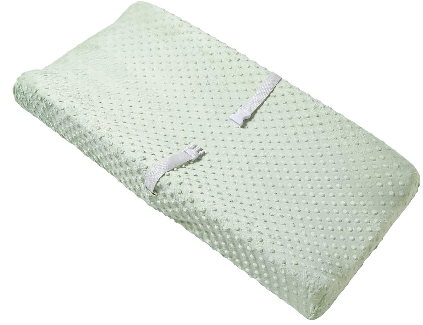 Solid Changing Table Pad Cover Cradle Sheet, Fits 32"/34''x16 Contoured Diaper Changing Pad, Ultra Soft Cozy Dots Plush Changing Table Covers, Breathable Wipeable Removable (Green)