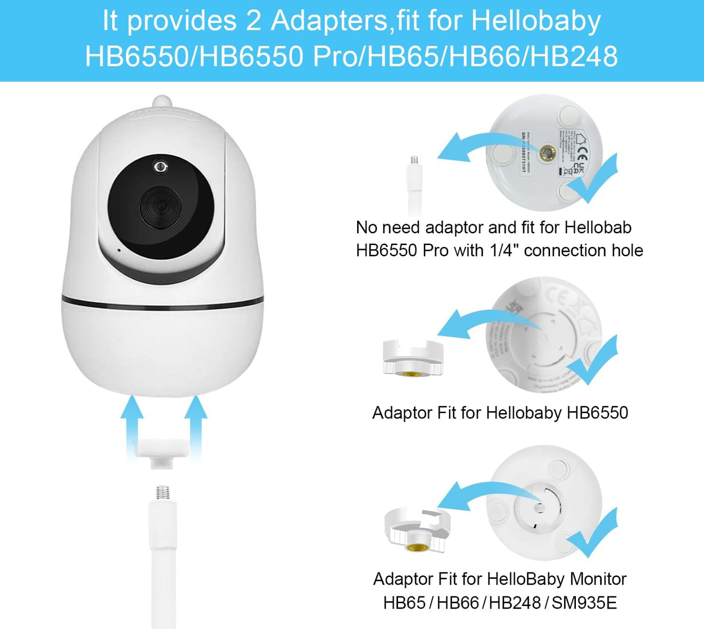 67 inch Adjustable Height Baby Monitor Floor Stand Holder for Infant Optics DXR-8 Pro,eufy HelloBaby HB65/HB66/HB248,ANMEATE SM935E or Any Cameras with 1/4 Screw Mount