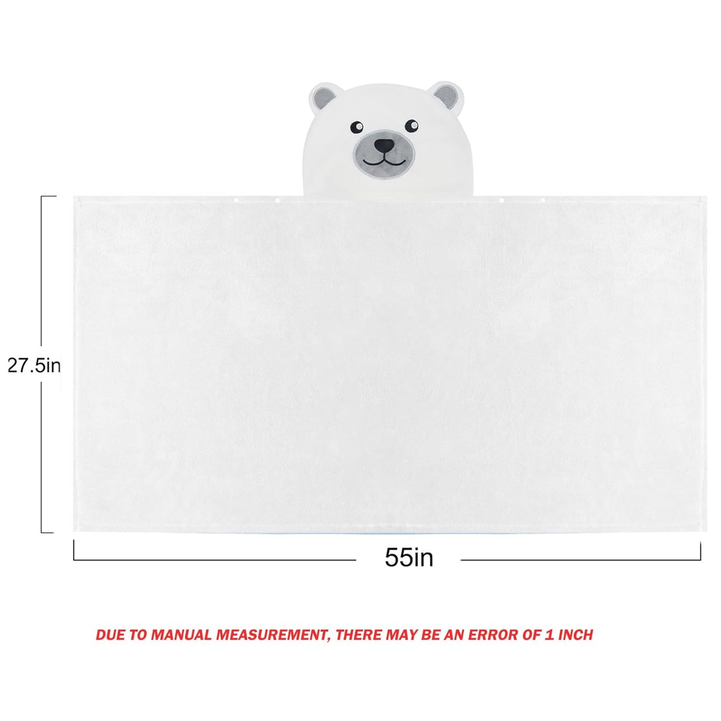 ROMASA Baby Bath Towel with Hooded Ultra Soft and Absorbent Toddlers Bathrobe Newborn Blanket Shower Gifts (White Bear)