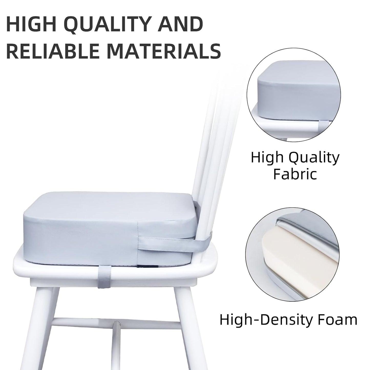 Toddler Booster Seat for Dining Table, Portable Kids Booster Seat with Safety Buckles Portable Increasing Booster Cushion with Non-Slip Bottom (Light Gray)