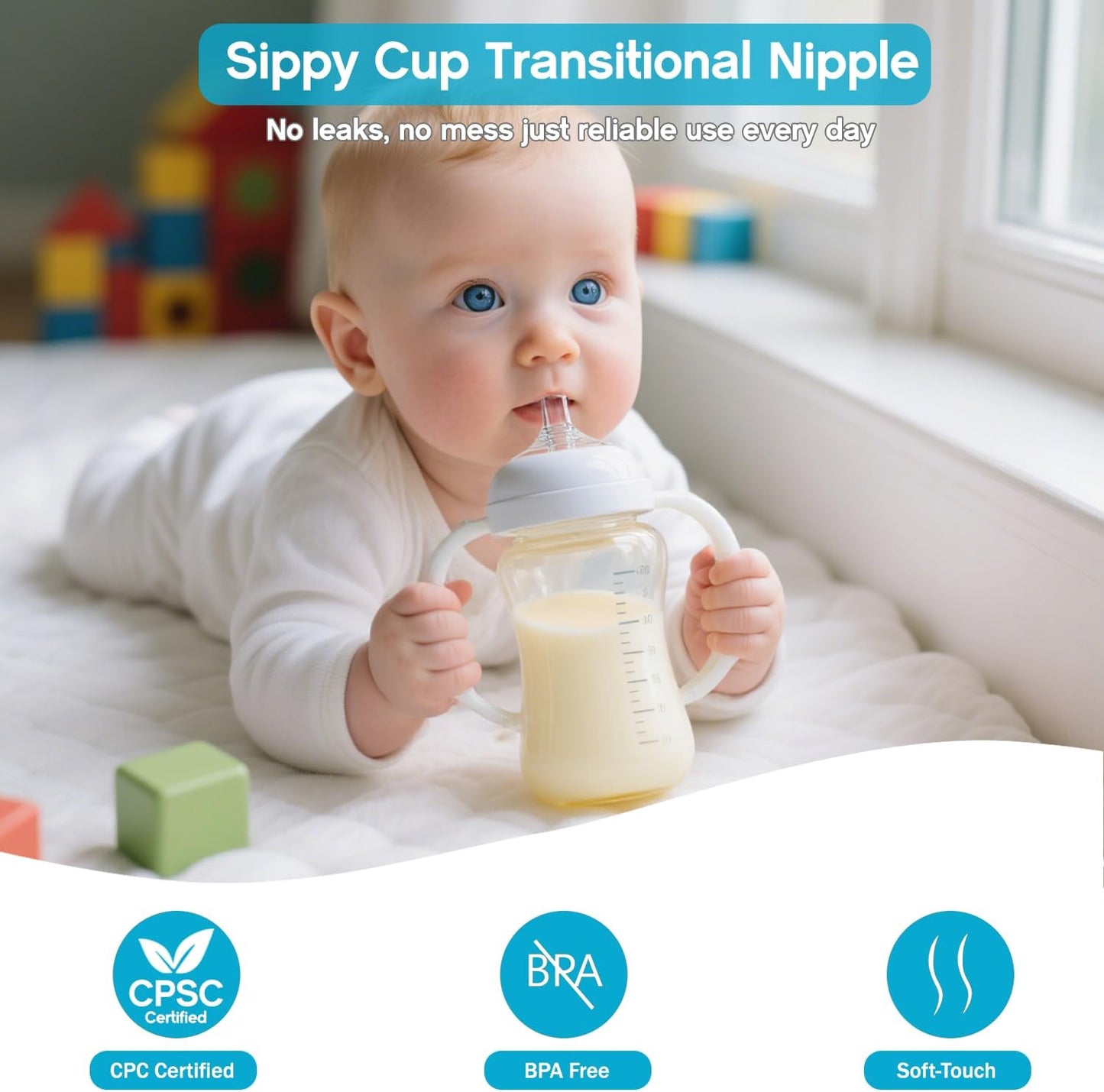 Sippy Straw Nipple for Philips Avent Natural Baby Bottle,My Grippy Spout Sippy Cup and Natural Trainer Sippy Cup,Leak-Proof Replacement Silicone Bottle Nipple BPA-Free, 8m+, 4 Count