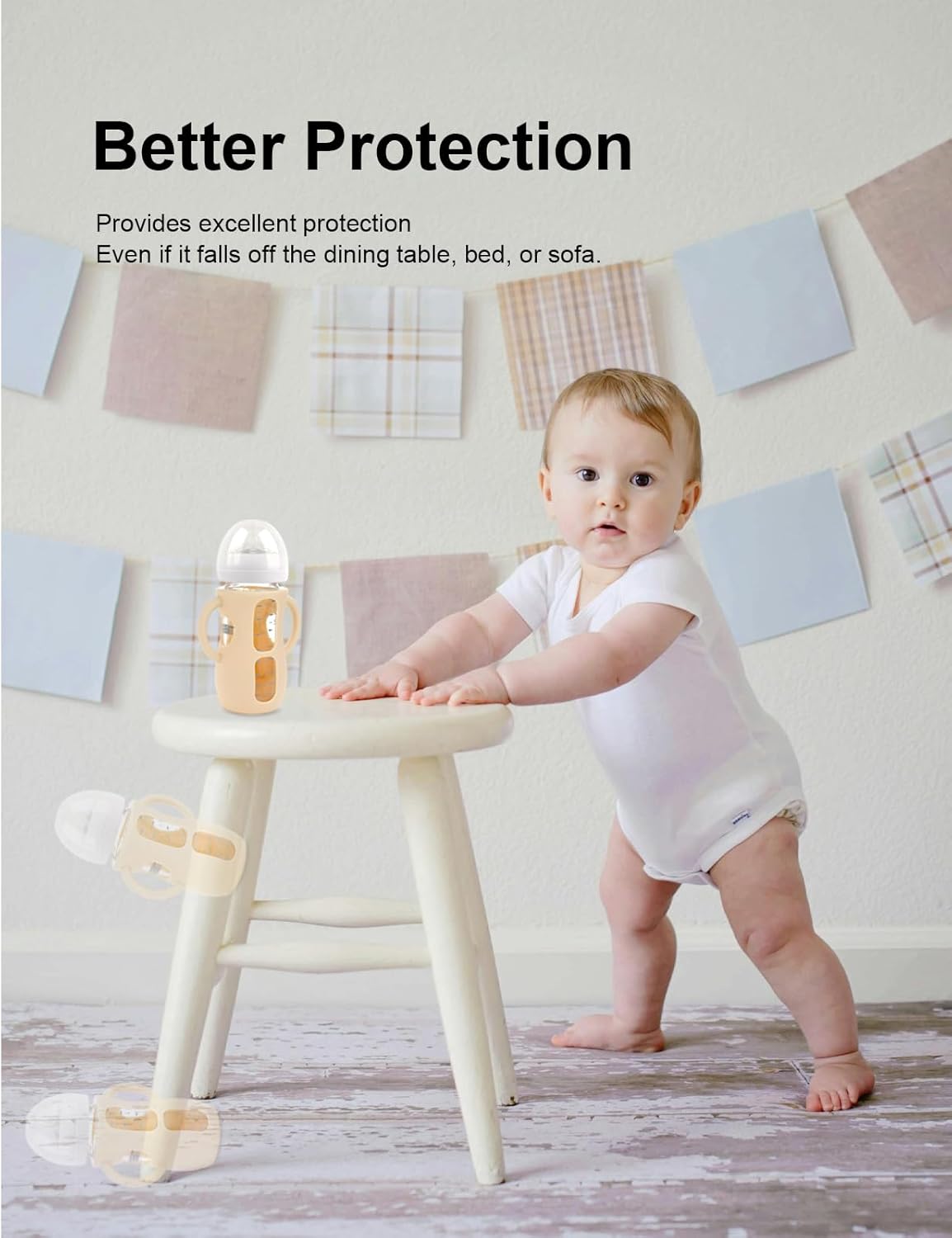 4-Pack Silicone Sleeves for Philips Avent Glass Bottles, BPA-Free Drop-Resistant Baby Bottle Sleeves with Handles, Compatible with Philips Avent Natural Glass Baby Bottles (4 & 8 oz)