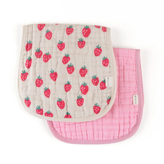 Itzy Ritzy Set of 2 Baby Burp Cloths – Ultra-Soft Absorbent Burping Cloths for Babies - Made of 100% Cotton Muslin and Generously Sized with Trendy Coordinating Prints – Machine Washable (Strawberry)