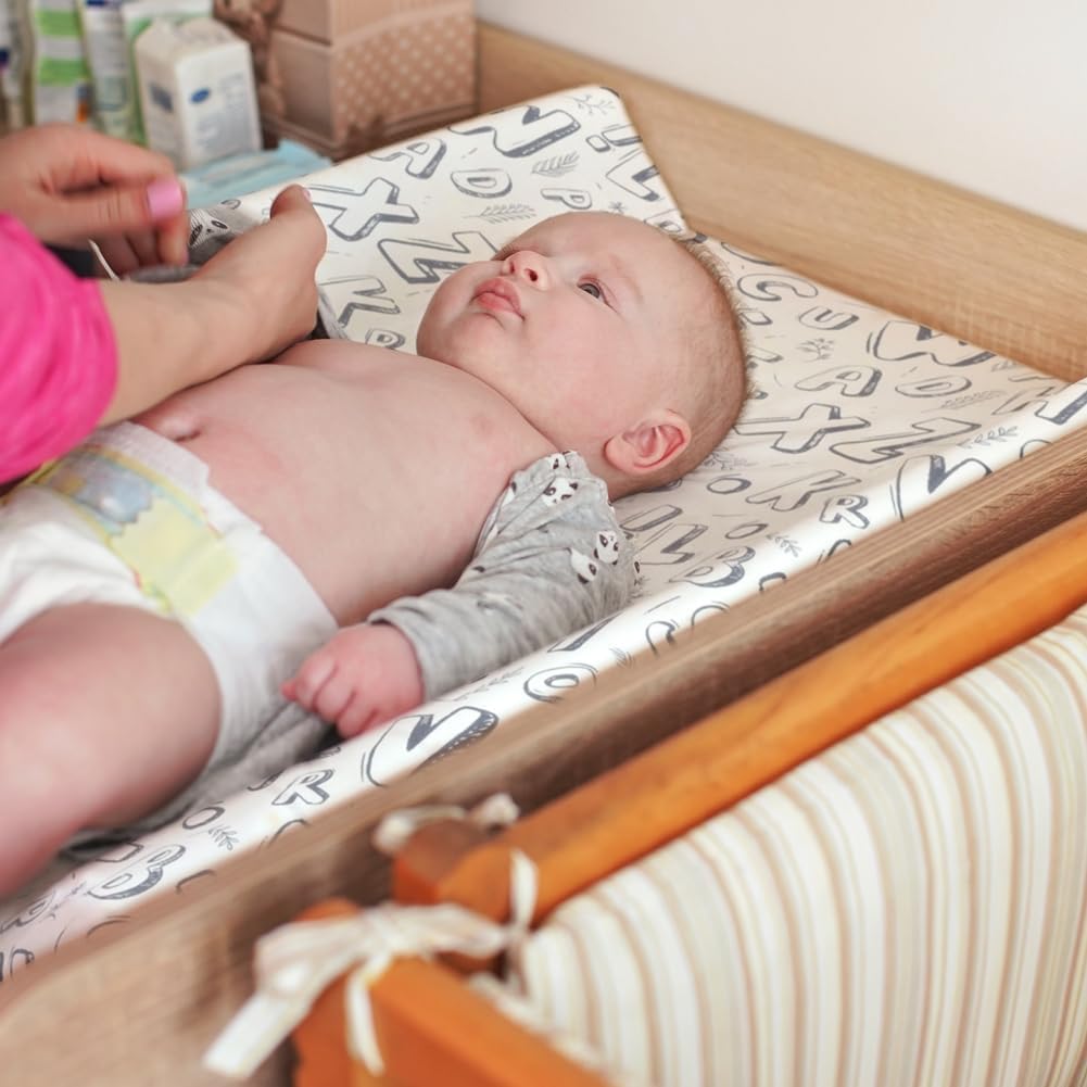 4 Pack Changing Pad Cover for Baby Boys Neutral Unisex Fitted Breathable Baby Changing Pad Sheets for Toddler Changing Table (Letter)