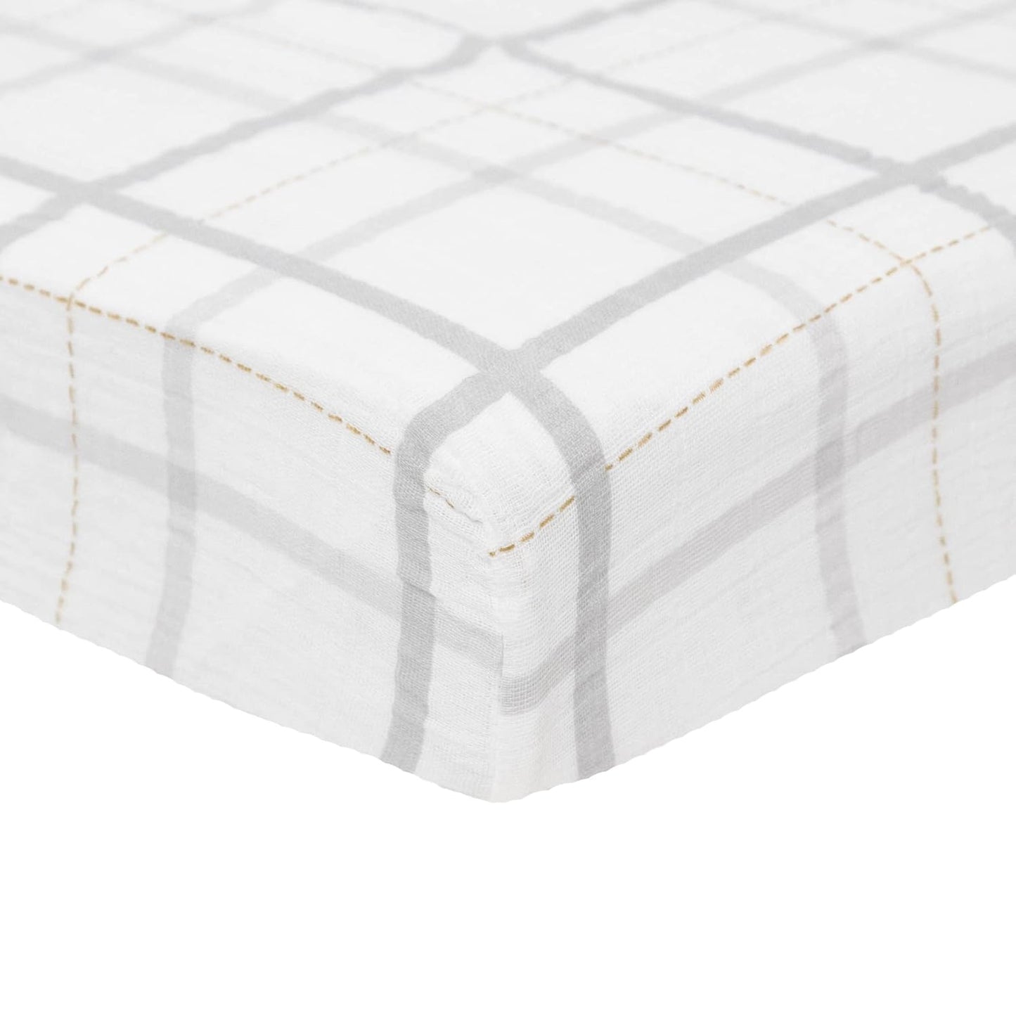 Little Unicorn Premium Crib Sheet | Breathable & Super-Soft Muslin Fabric (Grey Plaid)