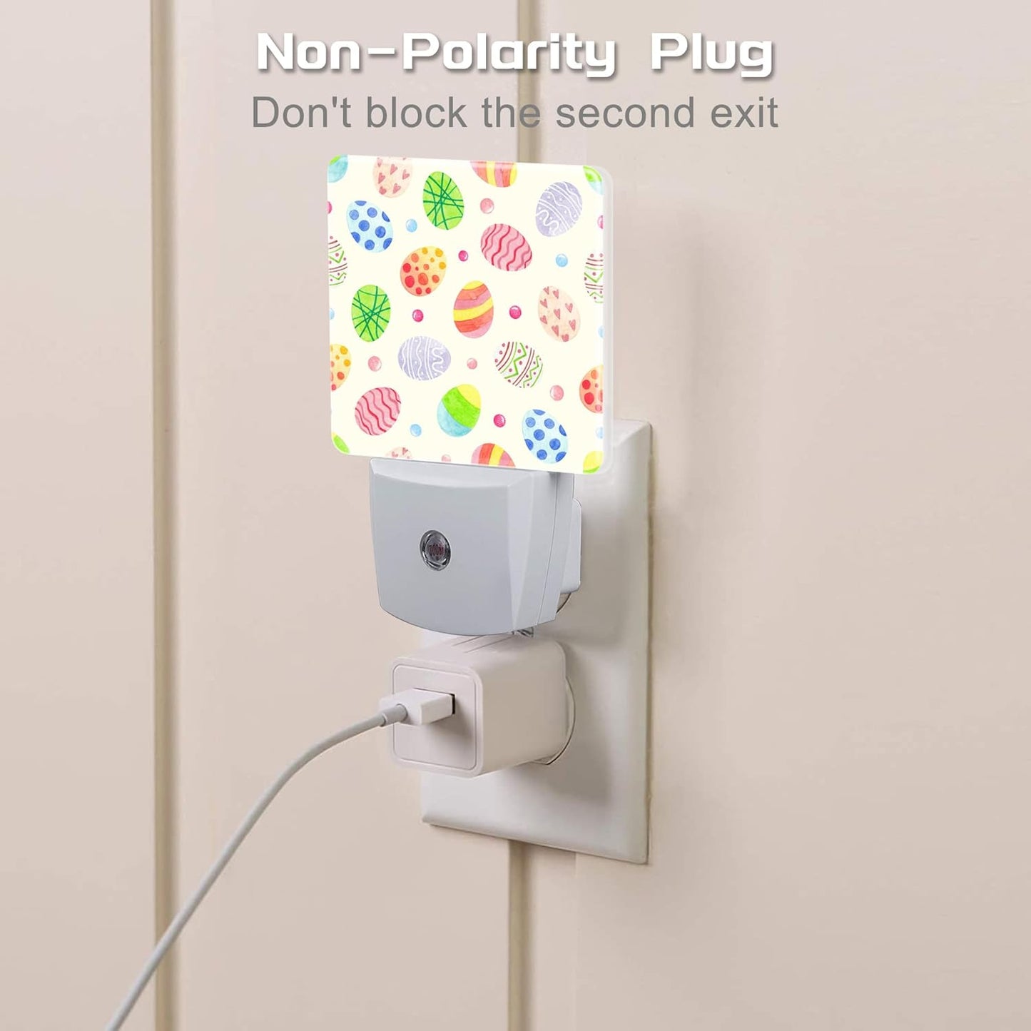 Colorful Easter Eggs Night Light, Happy Easter Dusk to Dawn Night Light Plug in,0.5w Energy Saving Sleep Friendly NightLight for Kids Boys Girls Home Decor