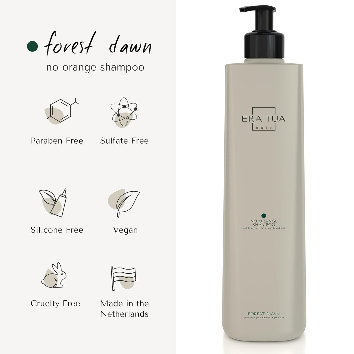 Forest Dawn Toning Blue Pigment Shampoo | Dutch Made No-Orange Neutralizer for Undesirable Orange and Copper Tones | Sweet, fruity scent of Mandarin, Bergamot, Pink Rose & Vanilla 750 ML