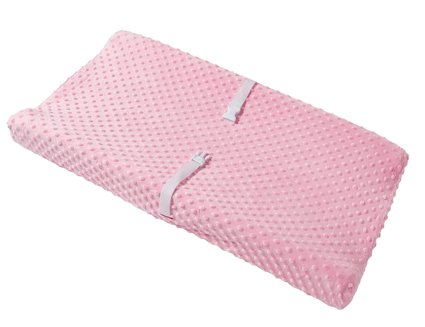 Solid Changing Table Pad Cover Cradle Sheet, Fits 32"/34''x16 Contoured Diaper Changing Pad, Ultra Soft Cozy Dots Plush Changing Table Covers, Breathable Wipeable Removable (Candy Pink)