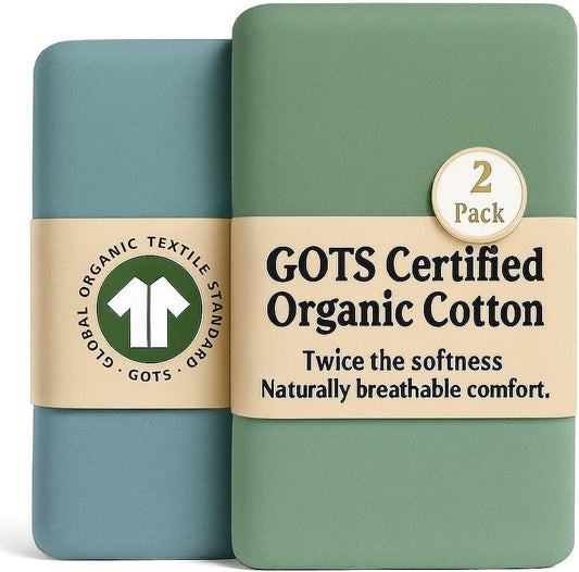 Bassinet Sheets 33x20 – Thickest GOTS Certified 100% Organic Cotton, Made in Turkey, for Baby Delight Beside Me Dreamer, Maxi-COSI Iora, 2-Pack Bedside Sleeper Rectangle Mattresses, Angelbliss Baby