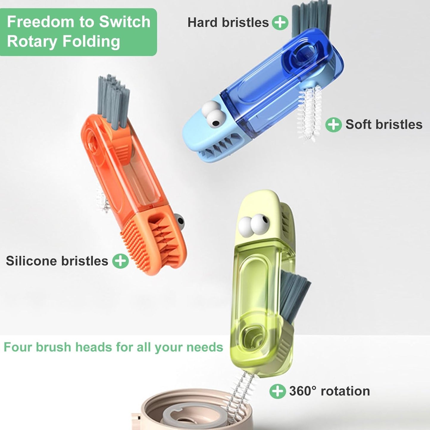 4 in 1 Cup Lid Cleaning Brush - Water Bottle Cleaning Brush, Portable Crevice Cleaning Brush Set for for Bottle Tight Spaces Cup and Sealed Food Storage containers with lids(3 PCS)
