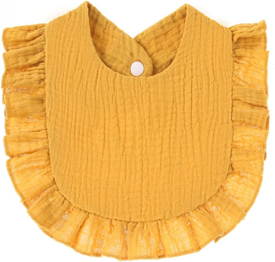 4 PACK Solid Muslin Baby Drool Bibs Set for Unisex Boys Girls Cotton Adjustable Teething Feeding Drooling Bibs