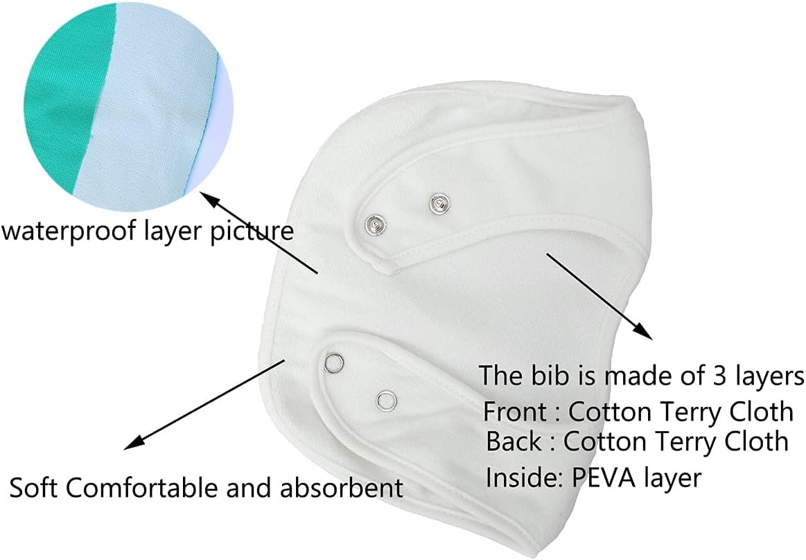 Maiwa Waterproof Terry cloth Baby bibs with Snaps for newborn girl boy, drool and teething for baby