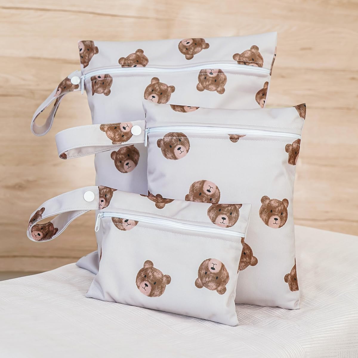Happy Flute 3 Set Wet Bag Storage Bag Zipper Waterproof Washable Travel Bags, Beach, Pool, Gym Bag for Cloth Diaper, Swimsuits & Wet Clothes(HF01)