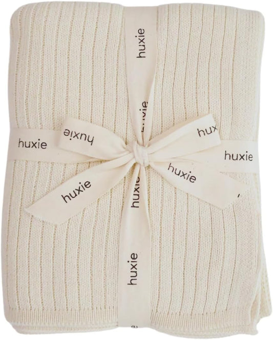 Knitted Organic Cotton Baby Blanket- Swaddle Blanket, 30" x 40" Soft Receiving Blanket for Newborn (Soft White)