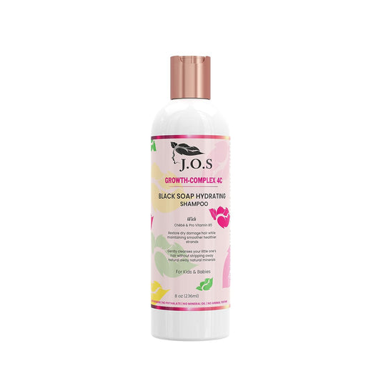 J'Organic Solutions Kids African Black Soap Shampoo - Hydrating, Sulfate-Free for Curly, Coily Hair, 8 oz