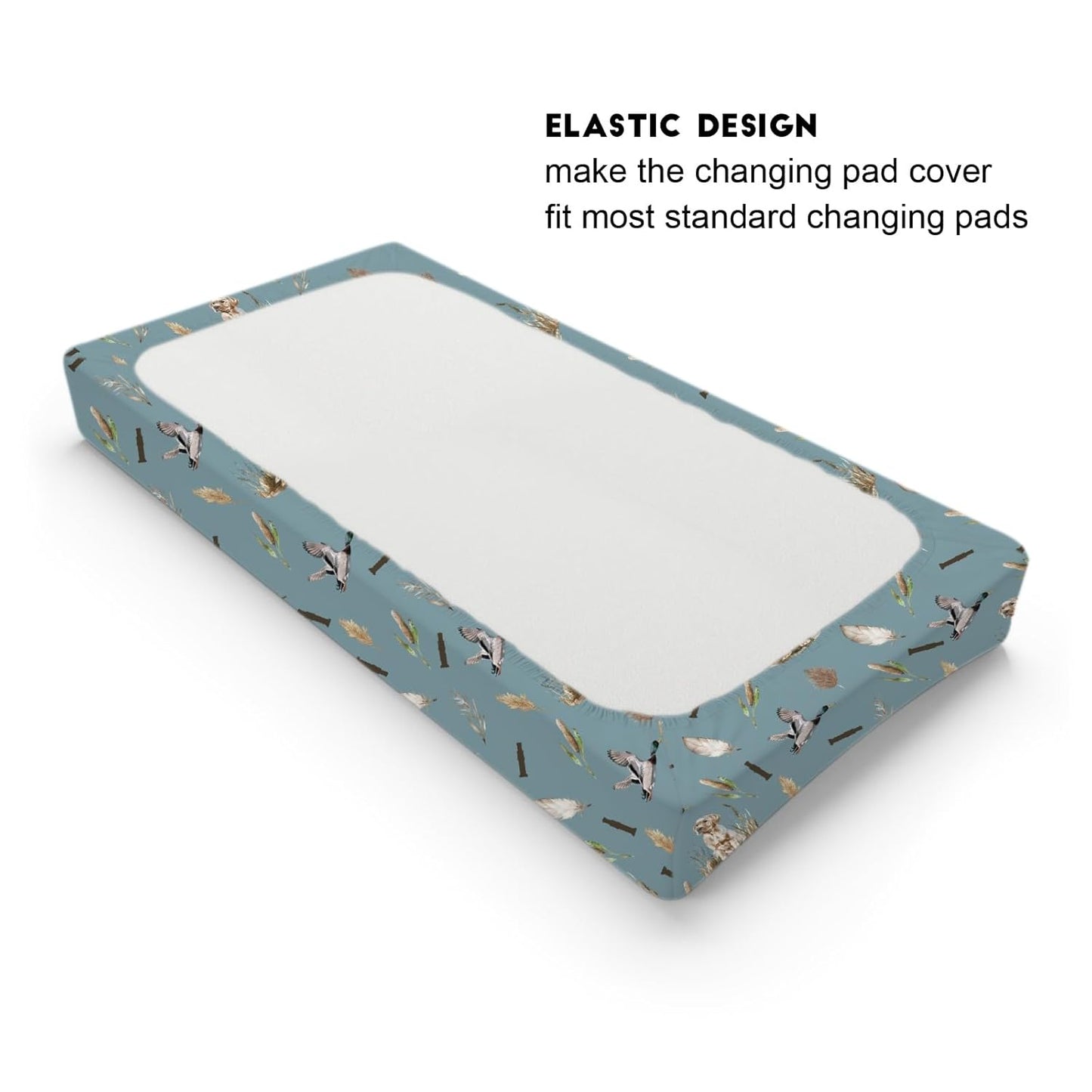 Wild Duck Hunting Hunter Baby Changing Pad Cover Sheets for Boy Girl 32''x16'' Mallard Duck Reeds Feathers Unisex Fitted Changing Table Sheets Wild Animal Soft Breathable Baby Change Table Mats