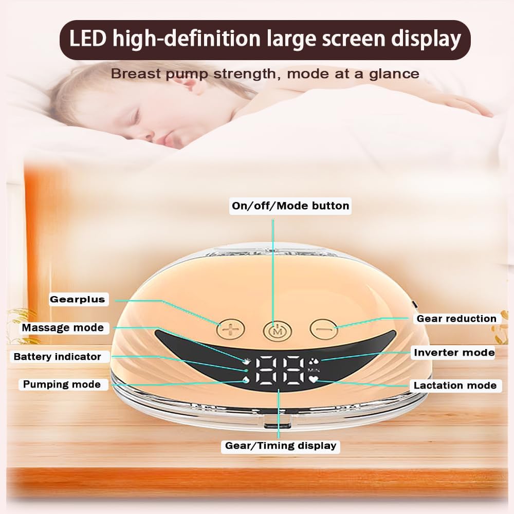 Wearable Breastfeeding Pump,4 Modes12 Levels,Hands Free Breast Pump,Portable Double Pump,Memory Function,Strong Suction,Rechargeable,Double-Sealed Flange Sizes (19/21/mm) (Nude 2 Pack)