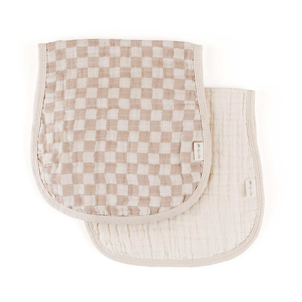 Itzy Ritzy Set of 2 Baby Burp Cloths – Ultra-Soft Absorbent Burping Cloths for Babies - Made of 100% Cotton Muslin & Generously Sized with Trendy Coordinating Prints – Machine Washable (Checkerboard)