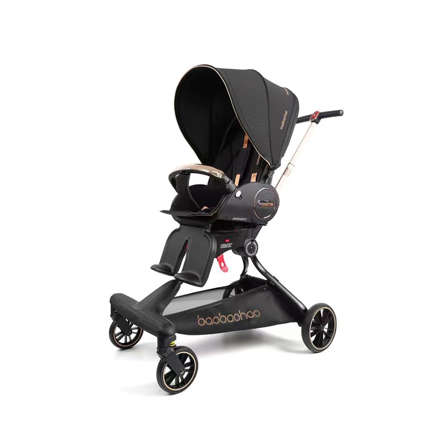 Baby Stroller Lightweight,High Landscape 360°Rotable,Ergonomic,Adjustable Backrest Canopy Peekaboo Window,Foldable,All Terrain Wheels,Storage Basket,Travel Stroller Wagon for Newborn Toddler Black