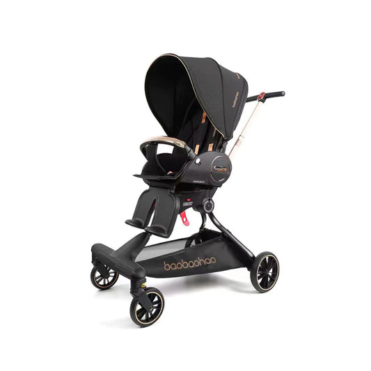 Baby Stroller Lightweight,High Landscape 360°Rotable,Ergonomic,Adjustable Backrest Canopy Peekaboo Window,Foldable,All Terrain Wheels,Storage Basket,Travel Stroller Wagon for Newborn Toddler Black