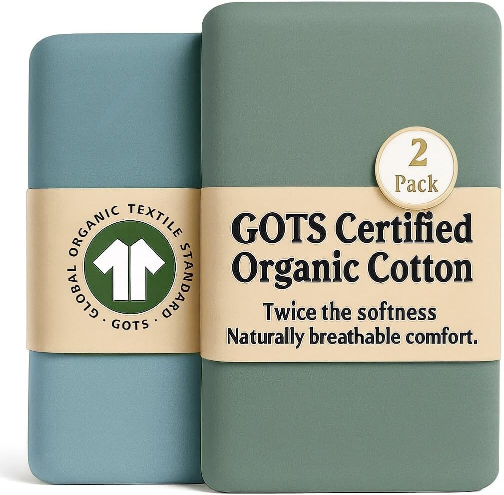 SNOO Compatible GOTS Organic Bassinet Sheets - Aegean Heritage Turkish Cotton 200 GSM - Feel The Quality at First Touch - Halo Bassinet / 100% Cotton SNOO Smart Sleeper Mattress (2 Pack) Boy & Girl