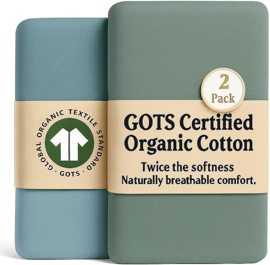 SNOO Compatible GOTS Organic Bassinet Sheets - Aegean Heritage Turkish Cotton 200 GSM - Feel The Quality at First Touch - Halo Bassinet / 100% Cotton SNOO Smart Sleeper Mattress (2 Pack) Boy & Girl