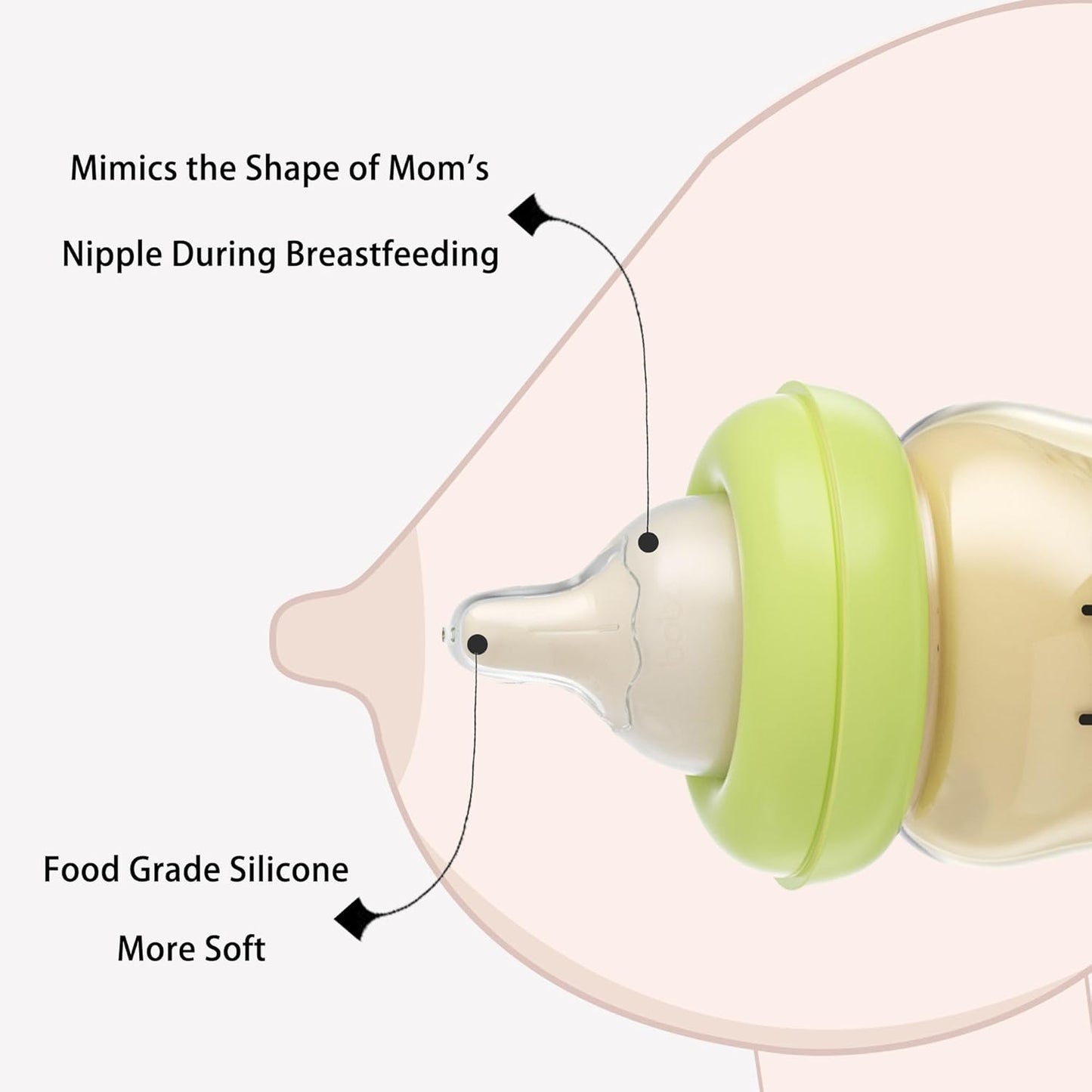 YOHKOH PPSU Baby Bottle Wide Neck, Newborn Anti-Colic Baby Bottle with Natural Response Nipple, Streamlined Body, Easy to Clean (5.4oz (Pack of 4), Green)