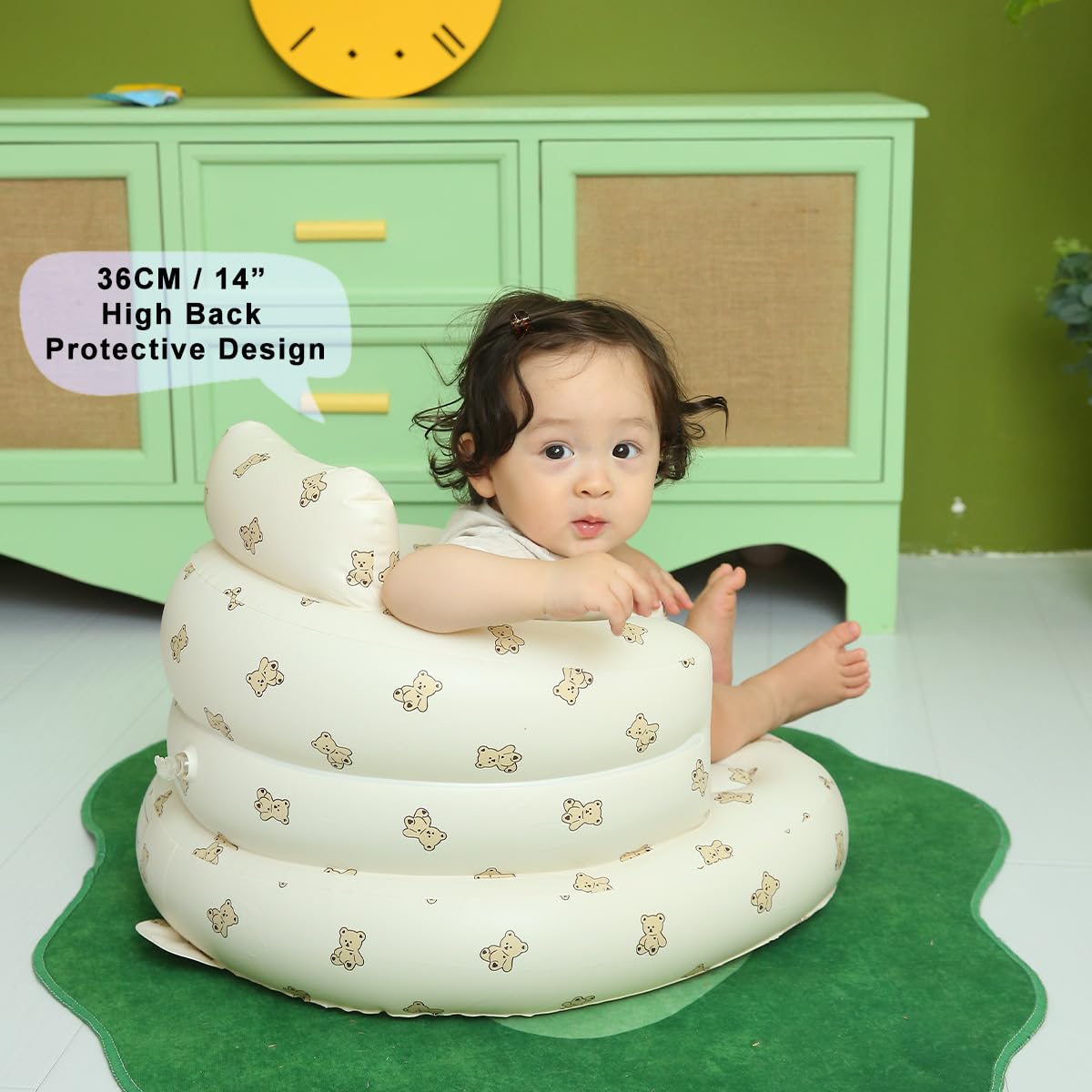 Inflatable Baby Seat with Cover for Babies 3 Months and Up,Inflatable Infant Chair with Cover,Plush Blow Up Baby Chair