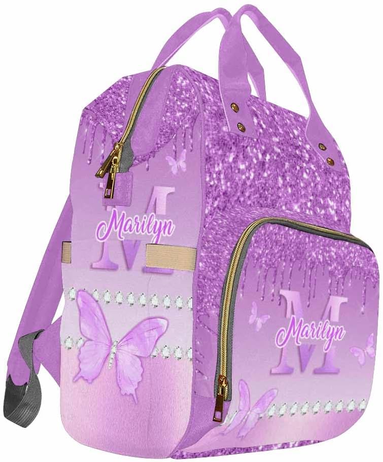 Custom Diaper Bag with Name Customize Name Backpack for Holiday Travel For Outdoor Shopping Daycare Bag African Men Mother's Day Gift, Colorful Butterfly