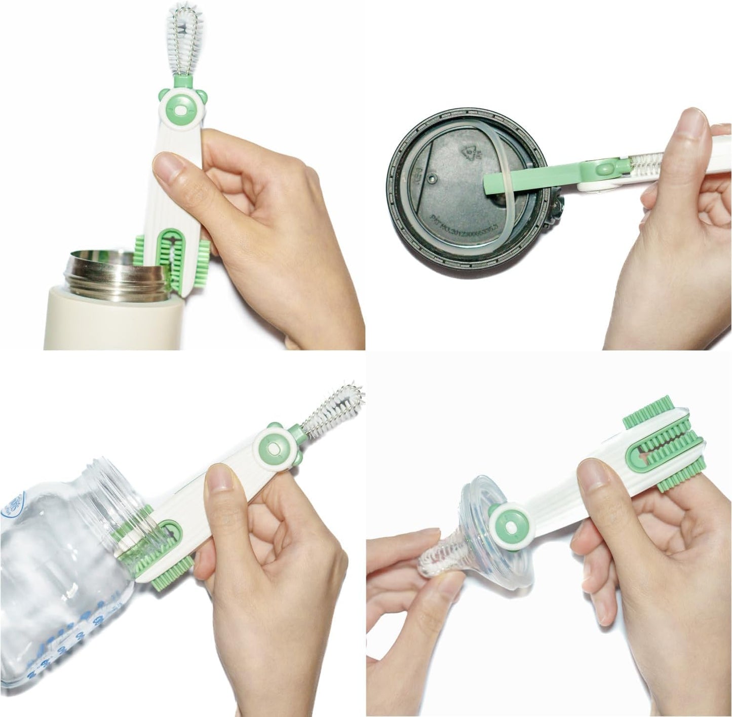 3 in 1 Cup Lid Gap Cleaning Brush Set with 3 Straw Cleaner Brush, Multifunctional Cup Cover Cleaning Brush, Small Cleaning Brushes for Nipple, Water Bottle Lid, Home Kitchen Cleaning Tools, Pack of 6