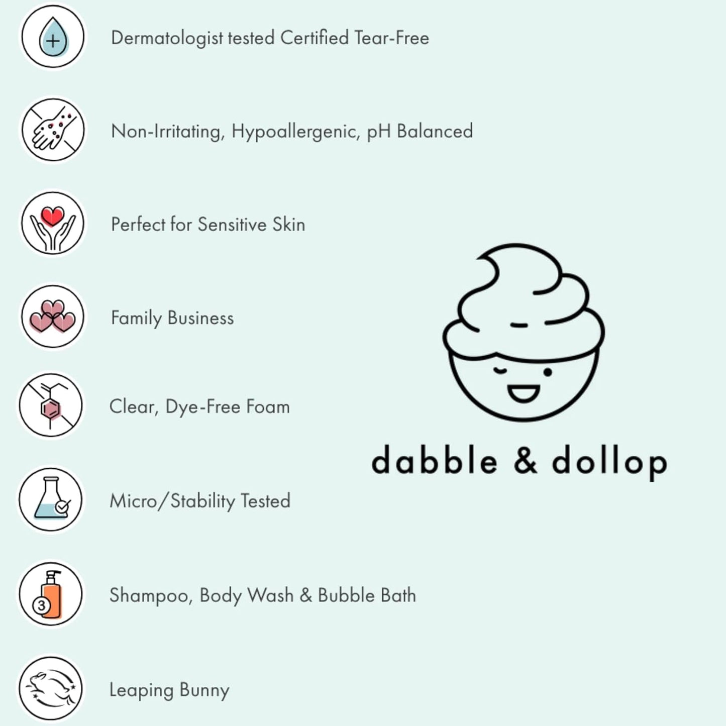 Dabble & Dollop Tangerine + Vanilla Body Wash & Shampoo – 3-in-1 Natural Bubble Bath for Kids, No Parabens or Sulfates, Vegan, Gluten-Free, Tear-Free (2-Pack)