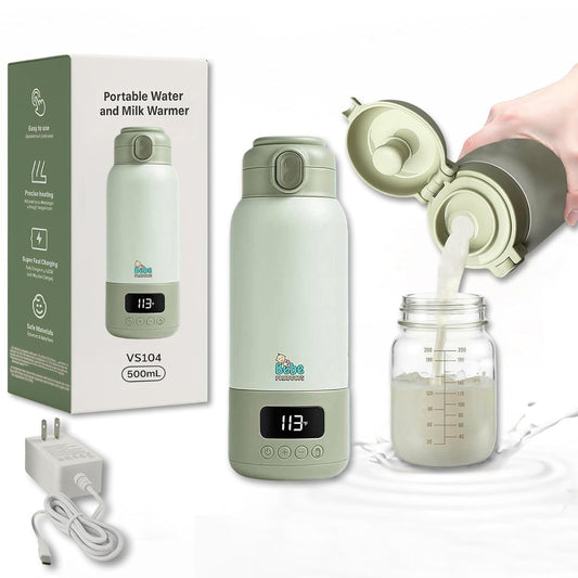 Portable Bottle Warmer for Travel 17oz, 45W Fast Charge, Long Battery Life, 316 Stainless Steel, LED Display, Fast Heating, Precise Temp Control, Safety Lock Cordless, Perfect for Indoor & Outdoor Use